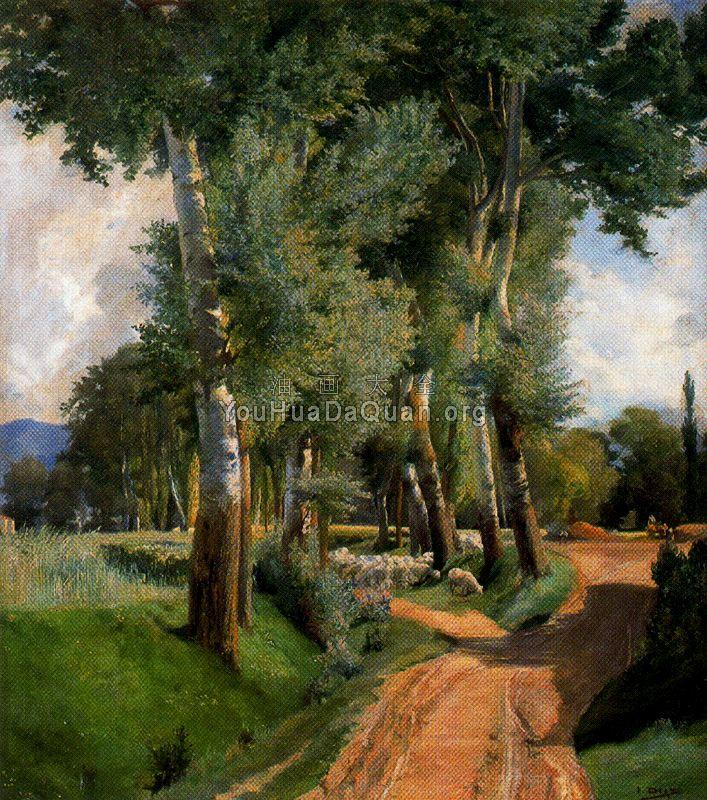 Rebano de ovejas en encrucijada de caminos - 伊格纳西奥·狄亚兹·奥拉诺